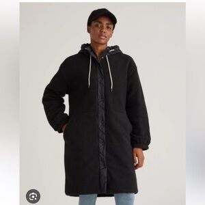 Quince Black Sherpa Hooded Women's Coat
